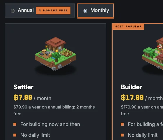 The Builder and Architect plan cards