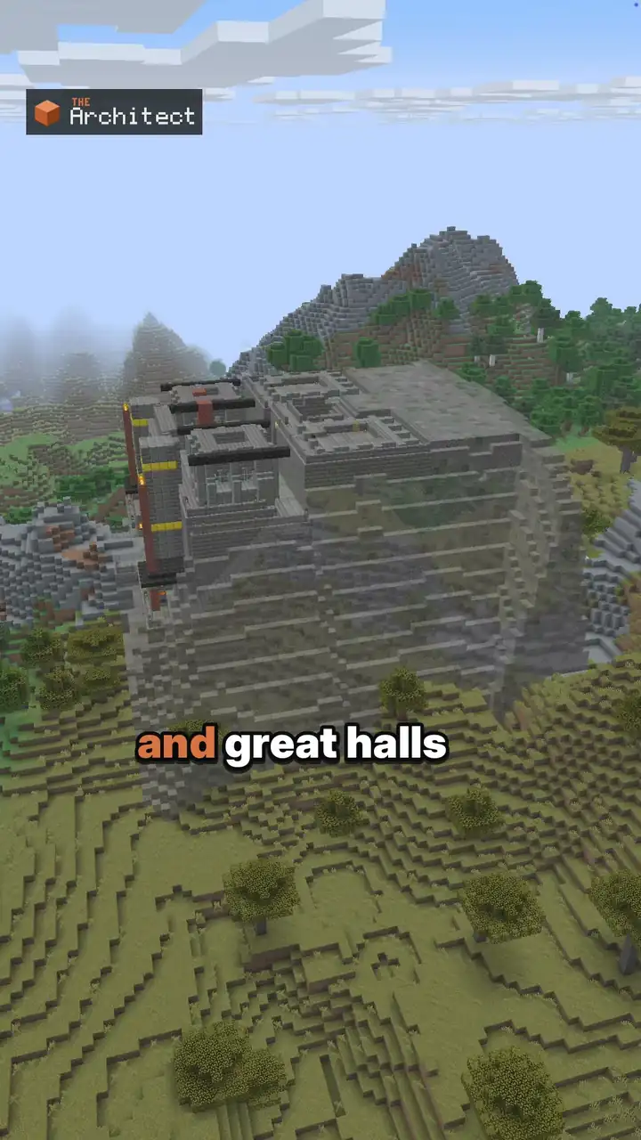 Fantasy Dwarven Mountain City, ghost blueprint in the world
