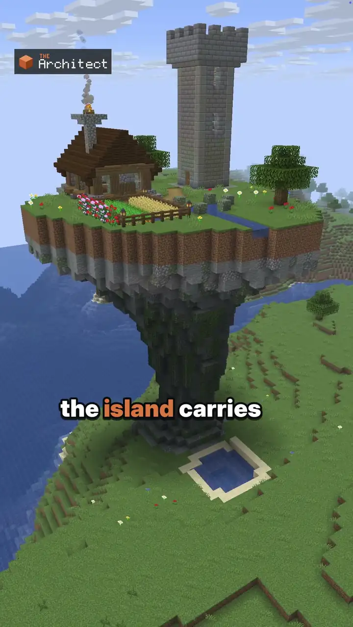 Fantasy Floating Island Cottage, view of the finished build