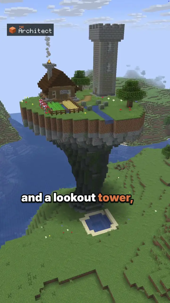 Fantasy Floating Island Cottage, a Minecraft build