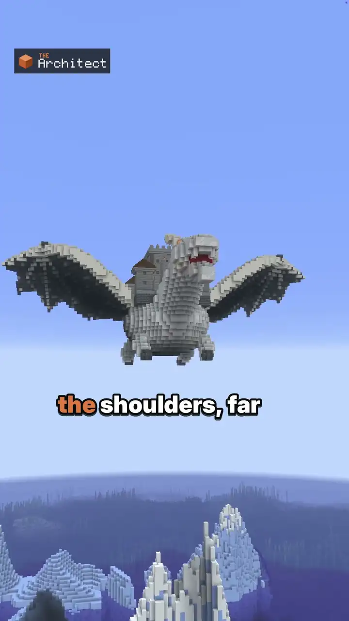 Fantasy Flying Dragon Fortress, a Minecraft build
