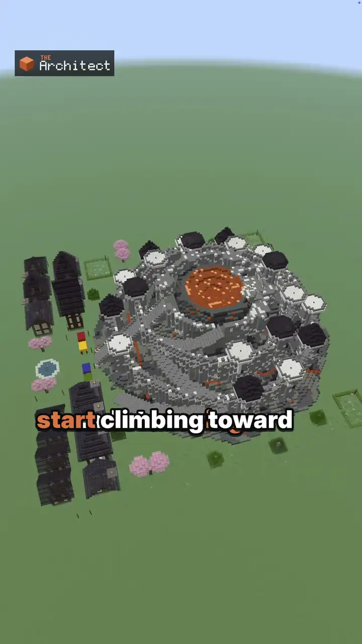 Fantasy Volcano Fortress, ghost blueprint in the world