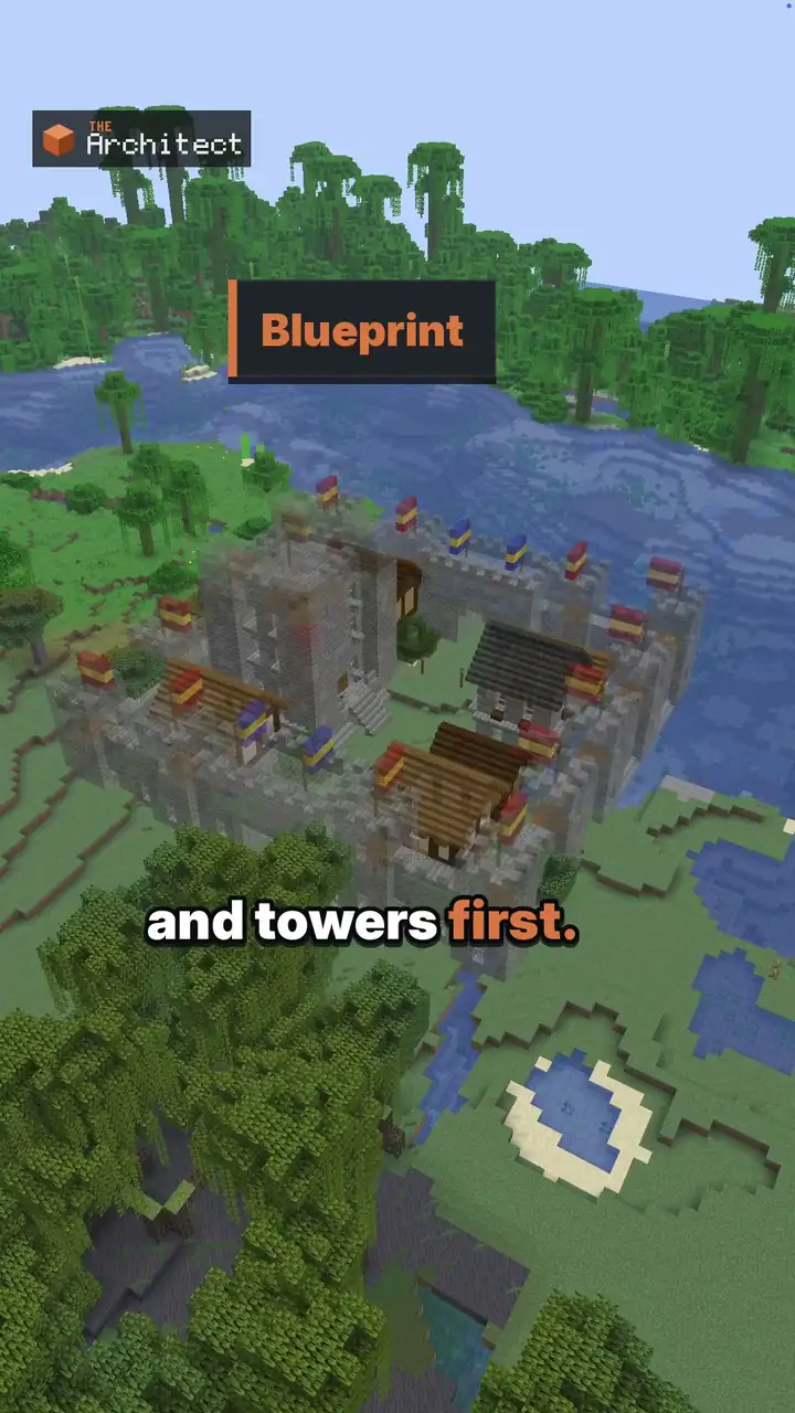 Medieval Walled City, ghost blueprint in the world